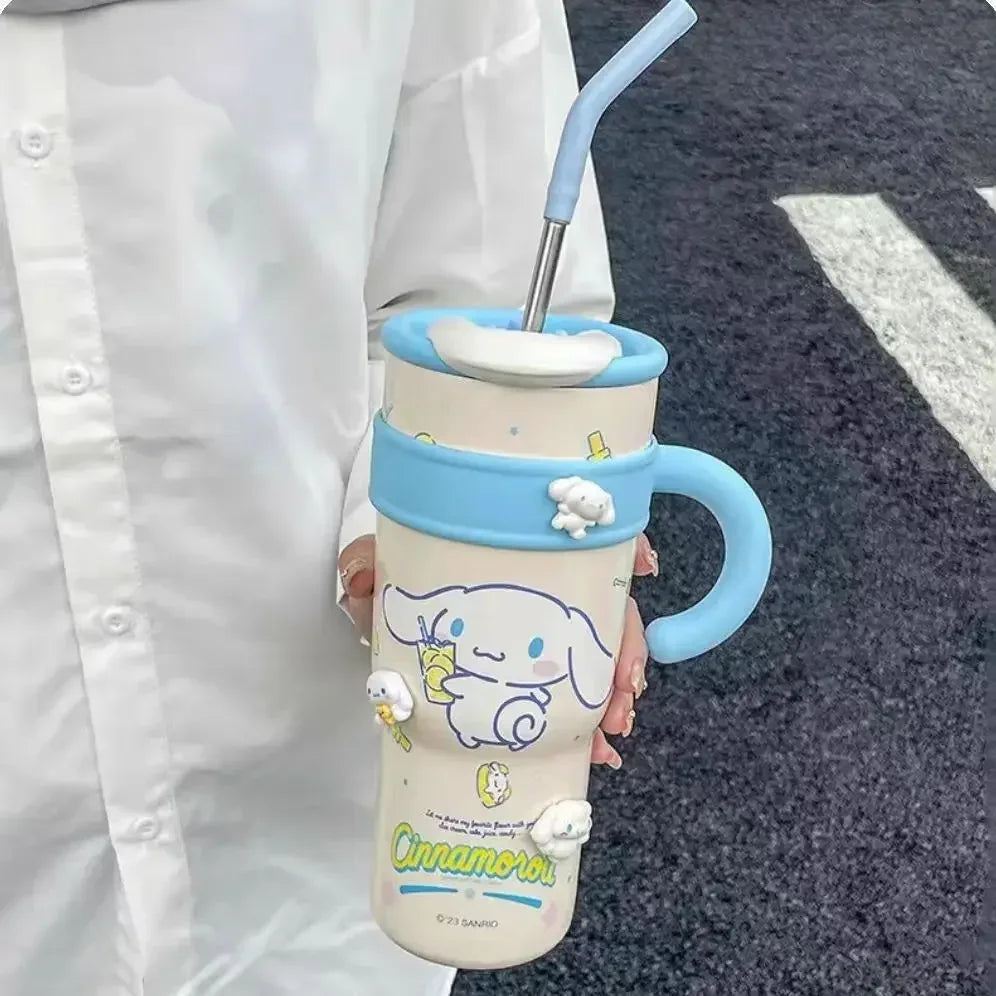 Bouteille Isotherme Kawaii avec Paille