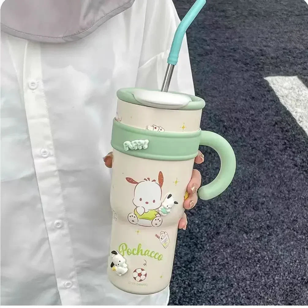 Bouteille Isotherme Kawaii avec Paille